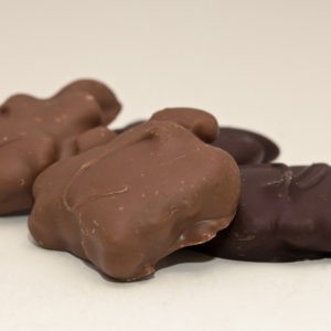 Milk and dark chocolate covered cashew turtles.