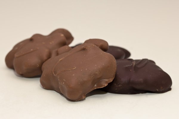Milk and dark chocolate covered cashew turtles.