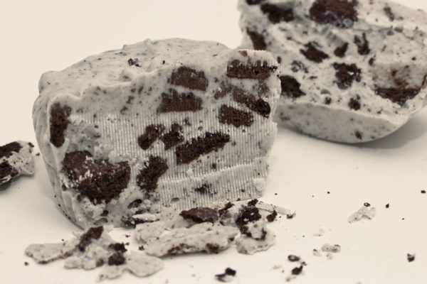 The inside of a Cookies n Cream Cup with chunks of oreos inside.