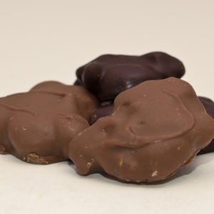 A bunch of chocolate almond turtles.