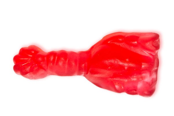 A single gummy lobster.