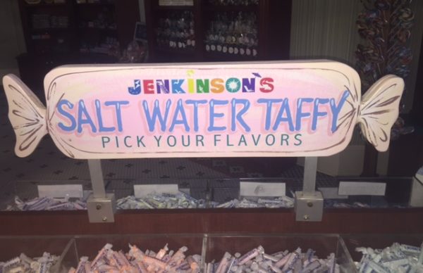 Salt Water Taffy Sign that says PICK YOUR FLAVORS