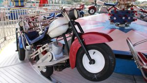 A motorcycle on the Motor Jump ride at the Jenkinson's Amusement Park