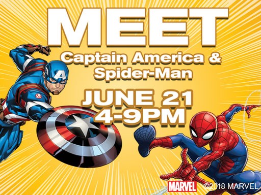 Meet Captain America and Spiderman June 21st from 4-9PM at Jenkinson's Boardwalk.
