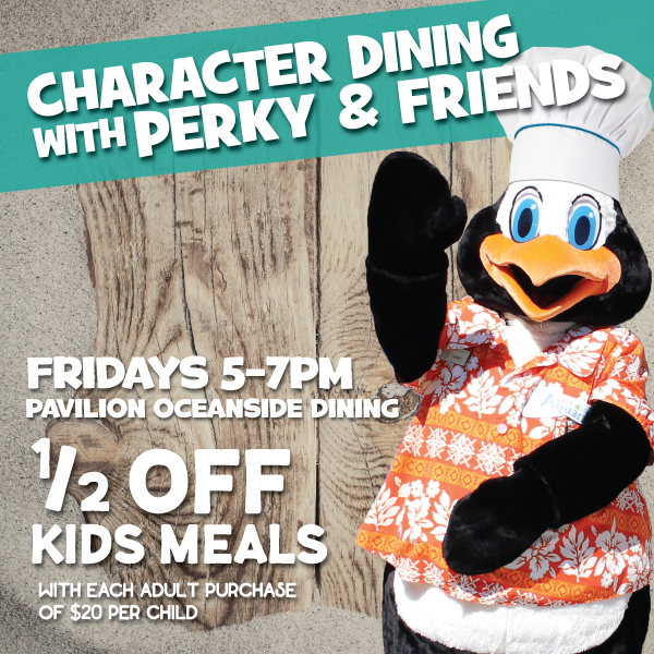 Character dining with Perky and friends at Jenkinson's Boardwalk.