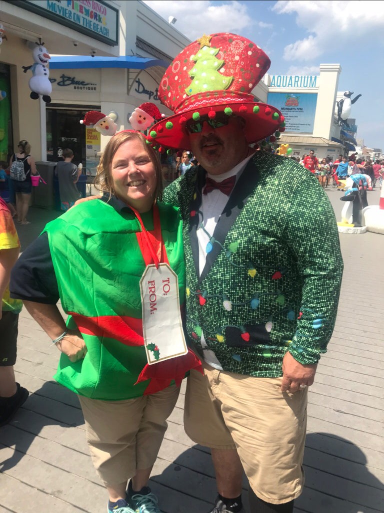 Staff dressed up for Christmas in July at Jenkinson's Boardwalk.