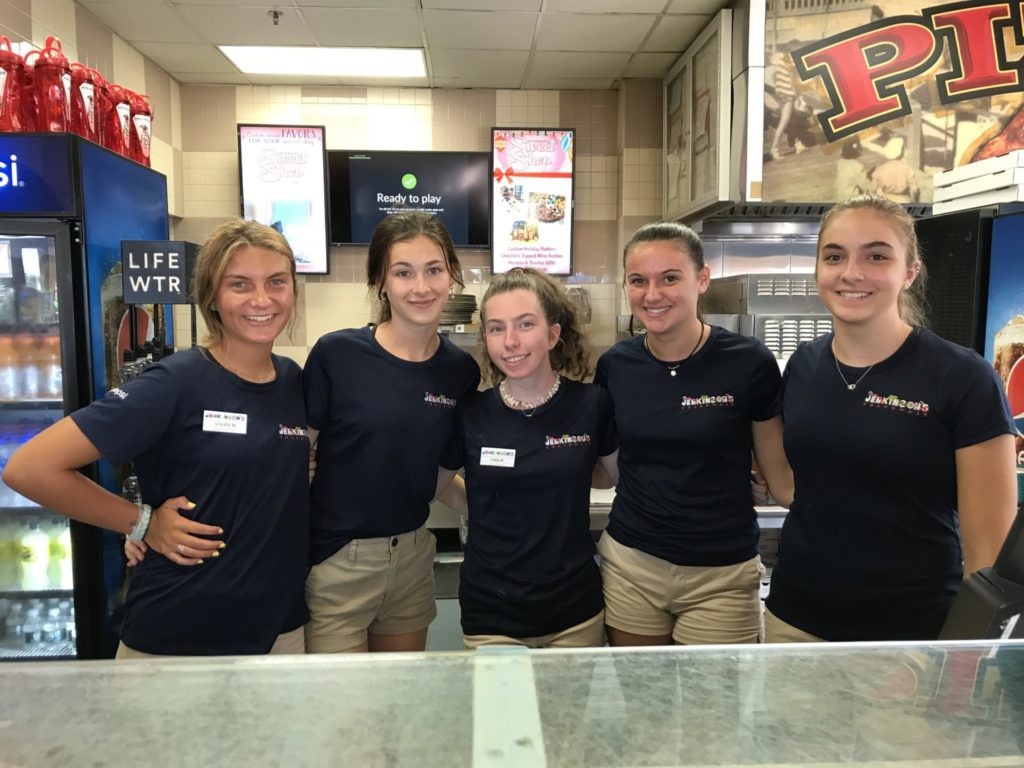 Five workers at Jenkinson's Boardwalk Pavilion Fast Food Restaurant.
