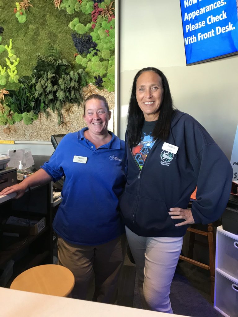 A picture of two employees at Jenkinson's Aquarium in Point Pleasant Beach, NJ.