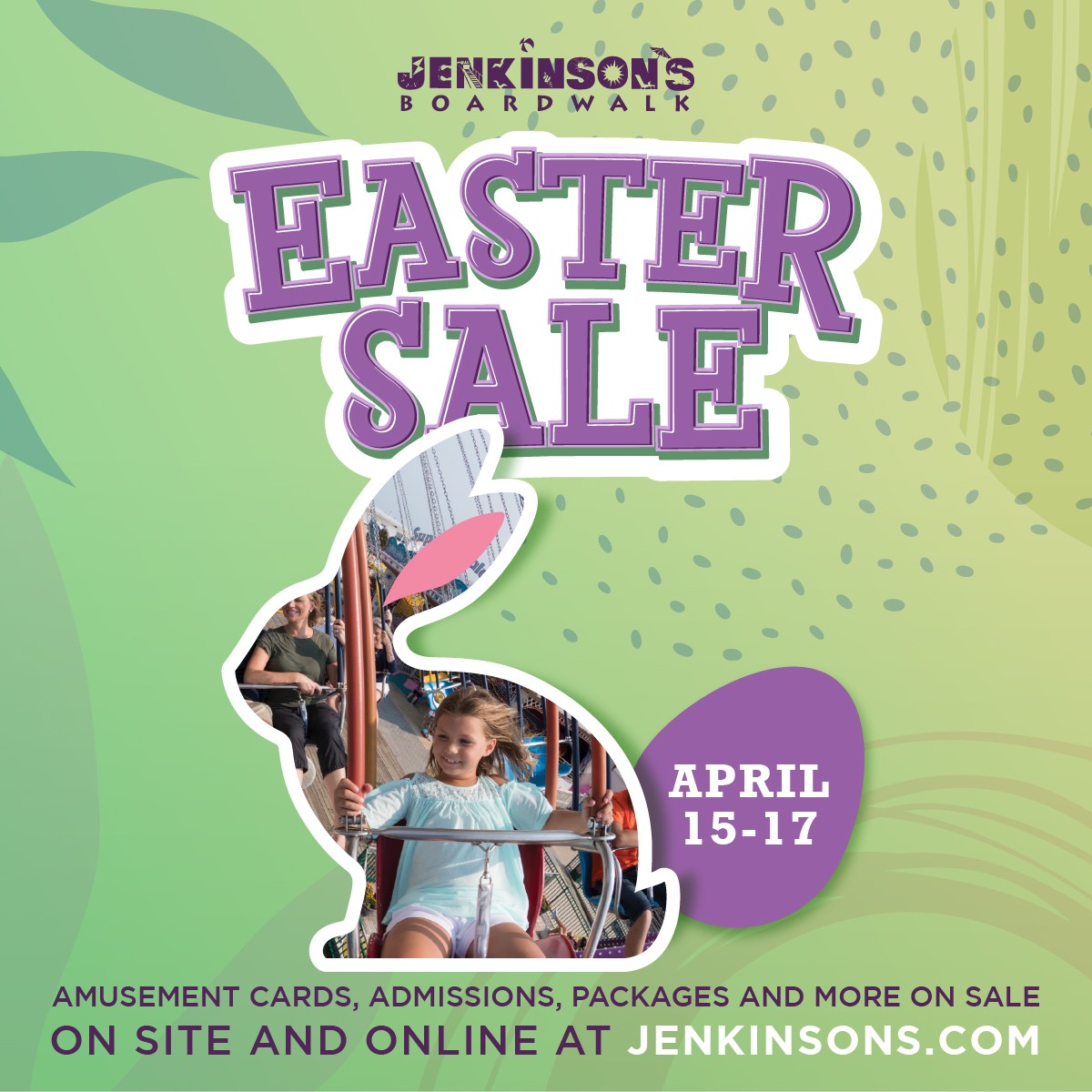 Jenkinson's Boardwalk Easter Sale. April 15th to the 17th 2022.