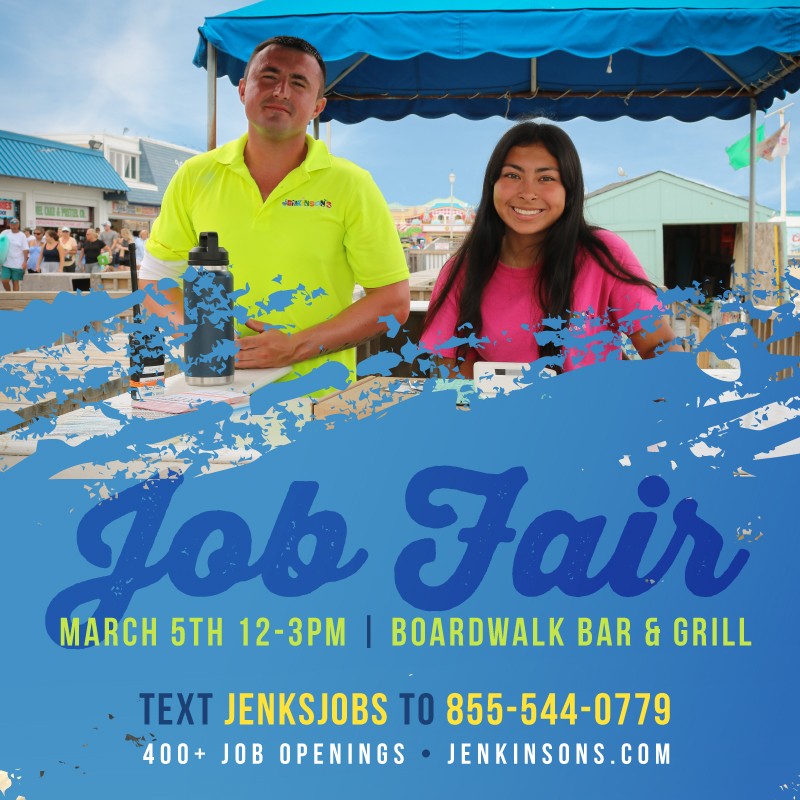 jenkinsons boardwalk job fair on march 5 from 12-3pm at boardwalk bar and grill