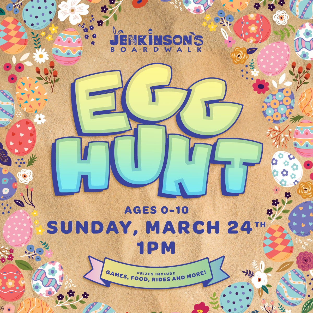 jenkinsons boardwalk 2024 egg hunt on sunday march 24 at 1pm