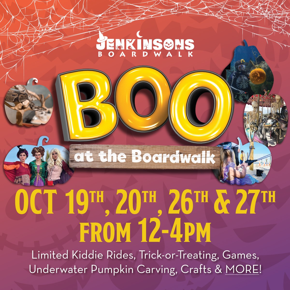 Boo at the Boardwalk, October 19, 20, 26, and 27 from 12pm to 4pm