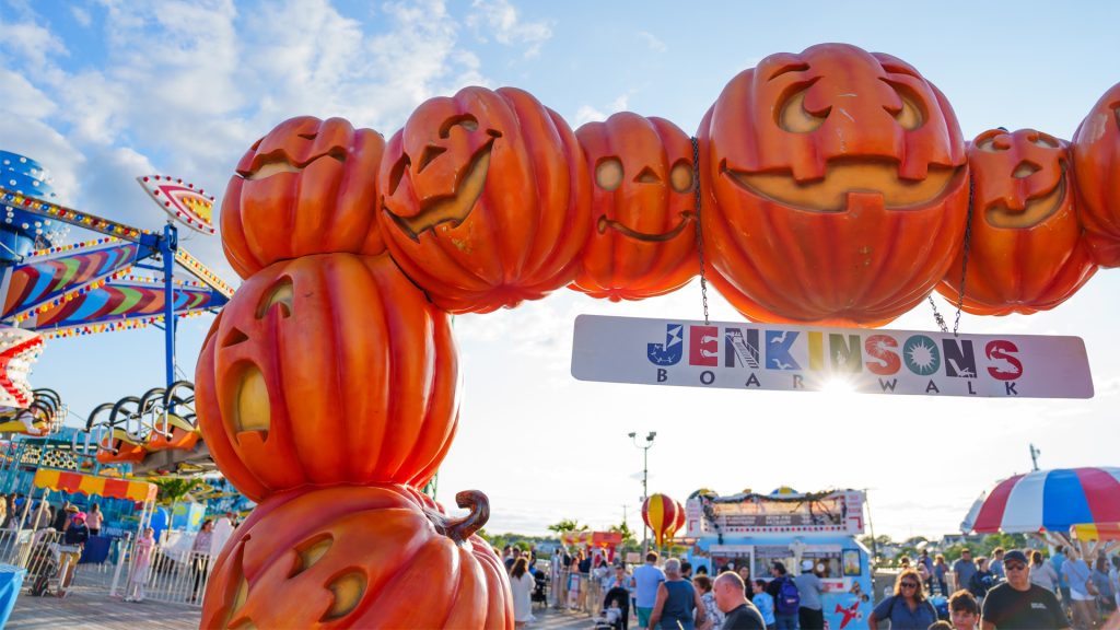 pumpkin arch at Jenkinson's Boardwalk Ride Park