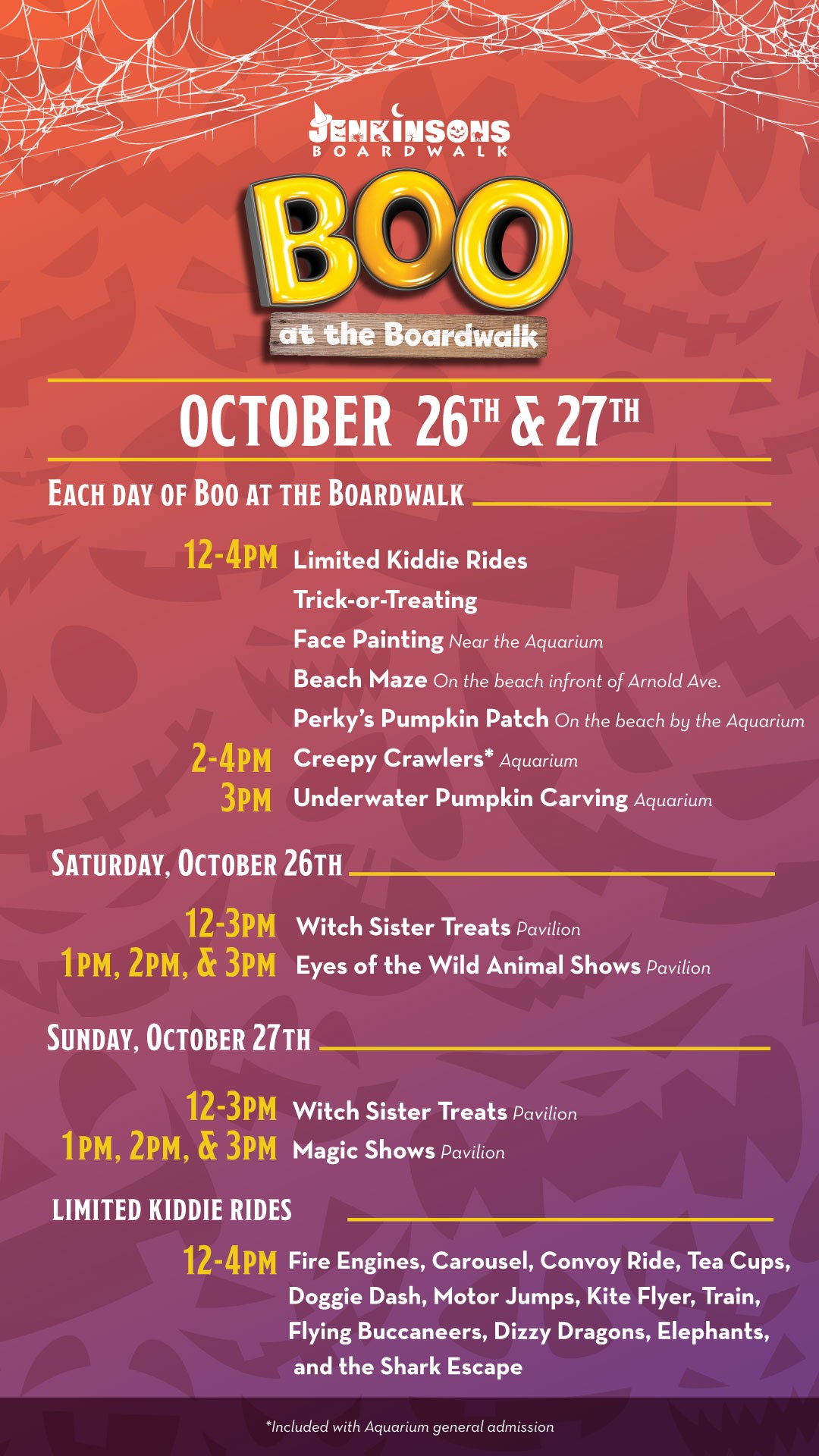 boo at the boardwalk schedule of events for October 26 and 27