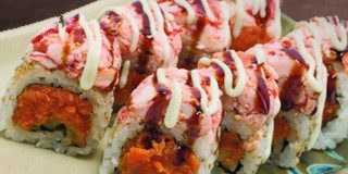 A close up picture of a sushi roll from Jenkinson's Pavilion.